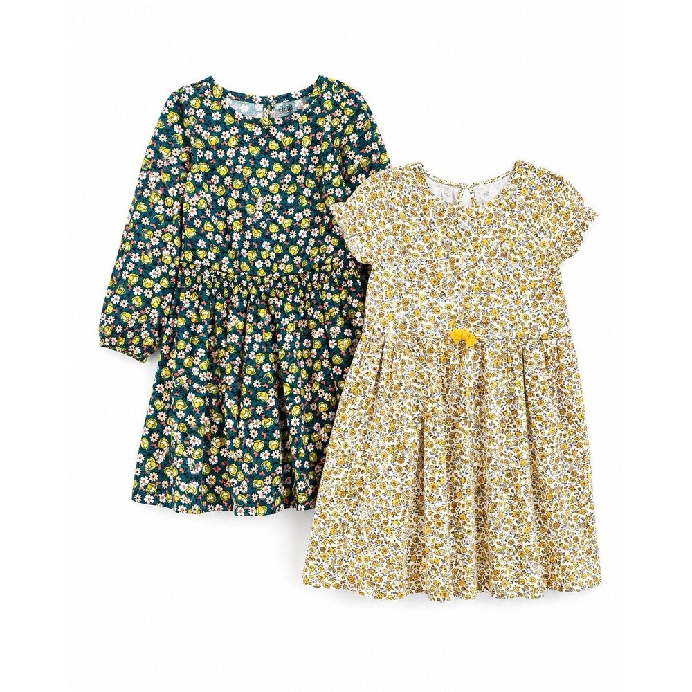 Child of Mine Girls 5T Floral Dress Lot 2 Pc Long Sleeve Short Sleeve Cotton